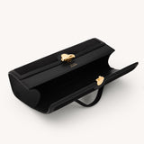 SAVETTE - Slim Symmetry Pochette in Black Suede with Black Leather Trim