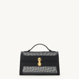 SAVETTE - Symmetry Pochette in Black Mesh with Smooth Leather Trim