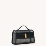 SAVETTE - Symmetry Pochette in Black Mesh with Smooth Leather Trim