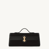 SAVETTE - Slim Symmetry Pochette in Black Suede with Black Leather Trim