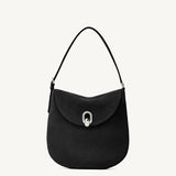 SAVETTE - Large Tondo Hobo in Black Suede