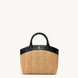 SAVETTE - Small Tondo Tote in Raffia with Black Trim