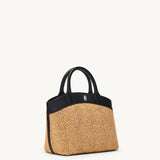 SAVETTE - Small Tondo Tote in Raffia with Black Trim