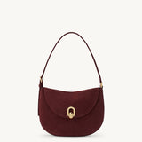 SAVETTE - Small Tondo Hobo in Wine Suede