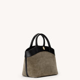 SAVETTE - Small Tondo Tote in Mink Suede with Black Leather Trim