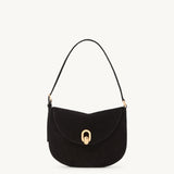 SAVETTE - Small Tondo Hobo in Black Suede