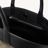 SAVETTE - Large Tondo Tote in Mink Suede with Black Leather Trim