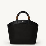 SAVETTE - Large Tondo Tote with Whipstitch in Black Canvas