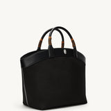 SAVETTE - Large Tondo Tote with Whipstitch in Black Canvas