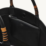 SAVETTE - Large Tondo Tote with Whipstitch in Black Canvas