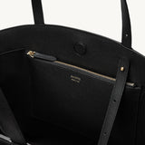 SAVETTE - Large Tondo Tote in Black Grained Leather