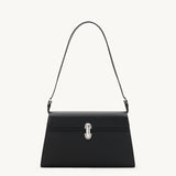 SAVETTE - Symmetry Shoulder Bag in Black Grained Leather