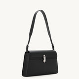 SAVETTE - Symmetry Shoulder Bag in Black Grained Leather