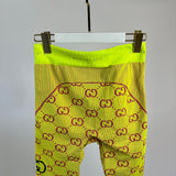 Gucci Neon Yellow Interlocking G Jacquard Cycling Shorts Size S (UK 8) RRP £466