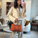 Hermès Garden Party 30cm Bag in Potiron Orange Canvas and Terre Battue Negonda Leather with Palladium Hardware