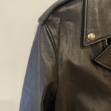 Christian Dior Black Leather Biker Jacket with Silver Zip Detail and Stitch Logo FR 40 (UK 12)