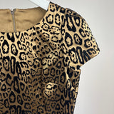 Dolce & Gabbana Bronze and Velvet Black Leopard Print Midi Dress IT 42 (UK 10)