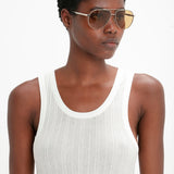 Victoria Beckham - V Metal Pilot Sunglasses In Silver-Brown