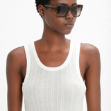 Victoria Beckham - Soft Square Frame Sunglasses In Striped Khaki Havana