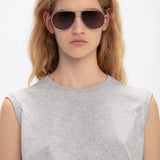 Victoria Beckham - V Metal Pilot Sunglasses In Gold-Khaki