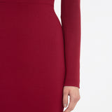 Victoria Beckham - Long Sleeve T-Shirt Fitted Dress In Oxblood