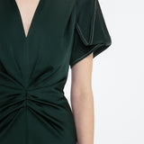 Victoria Beckham - Gathered V-Neck Midi Dress In Seaweed