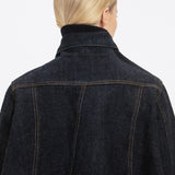 Victoria Beckham - Cropped Denim Jacket In Dark Indigo Rinse