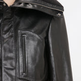 Victoria Beckham - Cropped Belted Leather Biker Jacket In Black