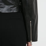 Victoria Beckham - Cropped Belted Leather Biker Jacket In Black