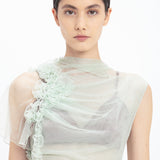 Victoria Beckham - Gathered Tulle Detail Floor-Length Dress In Jade