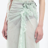 Victoria Beckham - Gathered Tulle Detail Floor-Length Dress In Jade