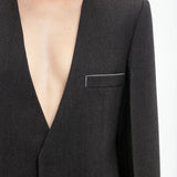 Victoria Beckham - Shrunken Collarless Jacket In Charcoal