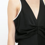 Victoria Beckham - Draped Armhole Detail V-Neck Gown In Black