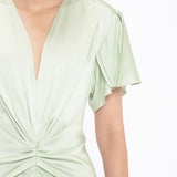 Victoria Beckham - Gathered V-Neck Midi Dress In Jade