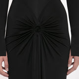 Victoria Beckham - Long Sleeve Gathered Midi Dress In Black