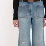 Victoria Beckham - Alina High Waisted Jean In Worn Blue Wash