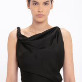 Victoria Beckham - Asymmetric Draped Midi Dress In Black