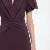 Victoria Beckham - Gathered V-Neck Midi Dress In Fig