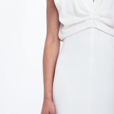 Victoria Beckham - Draped Armhole Detail V-Neck Gown In Ivory