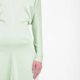 Victoria Beckham - Long Sleeve Draped Midi Dress In Jade