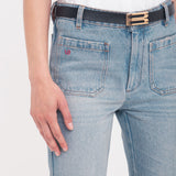 Victoria Beckham - Cropped Kick Alina High Waisted Jean In Pale Blue Wash