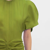 Victoria Beckham - Gathered Waist Midi Dress In Parrot Green