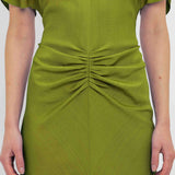 Victoria Beckham - Gathered Waist Midi Dress In Parrot Green