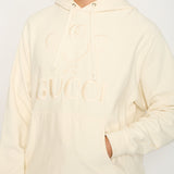 Gucci Cream Tennis Racket Embroidered Hoodie with Logo Detail Size IT 40 (UK 8)