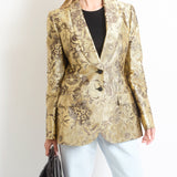 Dolce & Gabbana Metallic Gold Floral Brocade Blazer Jacket Size IT 46 (UK 14)