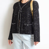 Chanel SS/2022 Black Sequin Jacket with Pocket Detail FR 44 (UK 16)