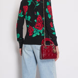 Dolce & Gabbana Black and Red Floral Cashmere Cardigan Size IT 40 (UK 8)