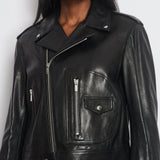 Christian Dior Black Leather Biker Jacket with Silver Zip Detail and Stitch Logo FR 40 (UK 12)