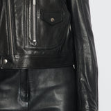 Christian Dior Black Leather Biker Jacket with Silver Zip Detail and Stitch Logo FR 40 (UK 12)