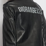 Christian Dior Black Leather Biker Jacket with Silver Zip Detail and Stitch Logo FR 40 (UK 12)